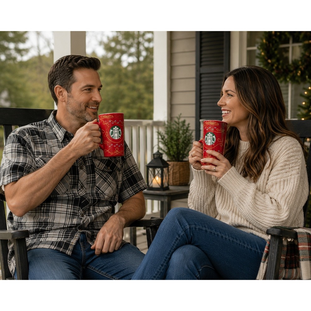 Starbucks 2020 Holiday Red Fa La La Ceramic Travel Mug Tumbler with Lid 14oz